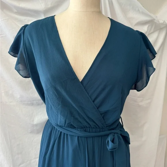 Beautiful and comfortable teal Fall dress - Picture 3 of 6